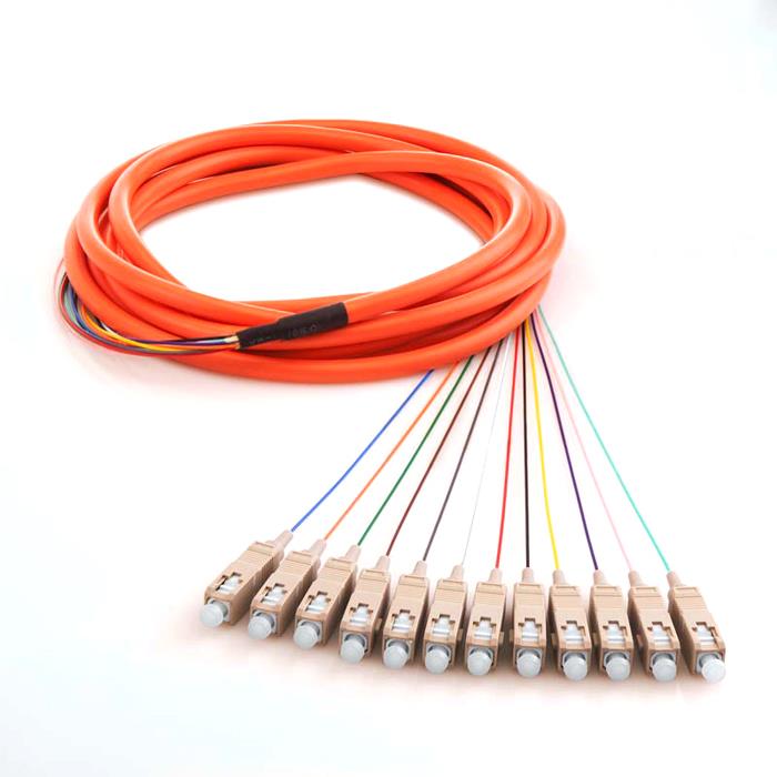 12Core SC/UPC Multimode 62.5/125 Fiber Optic Pigtails With Outer Jacket
